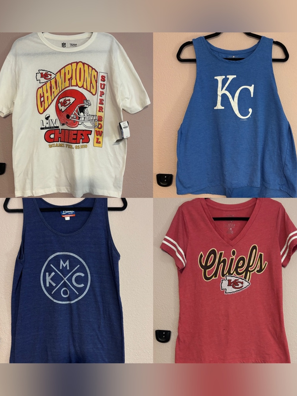Bundle! 4 Shirts Kansas City Chiefs / Royals For The Price Of One! - Size Large